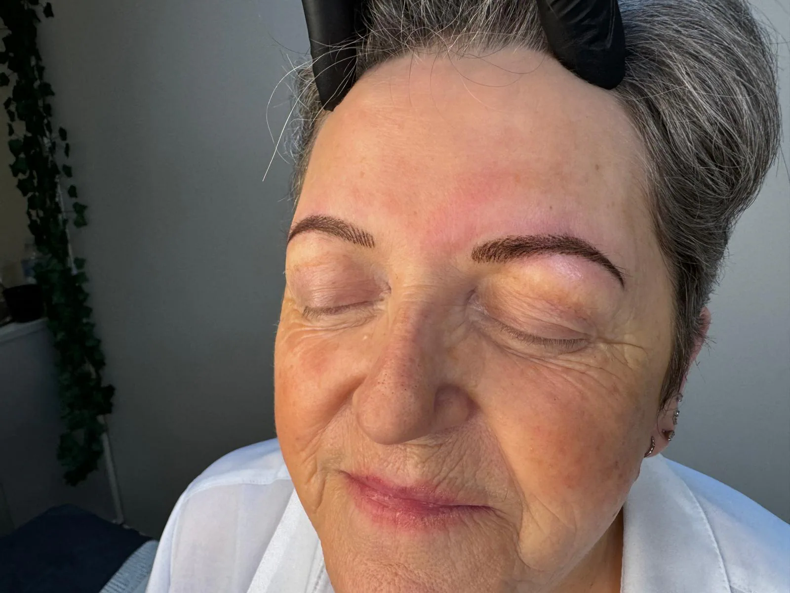 After semi-permanent brow treatment, client result two